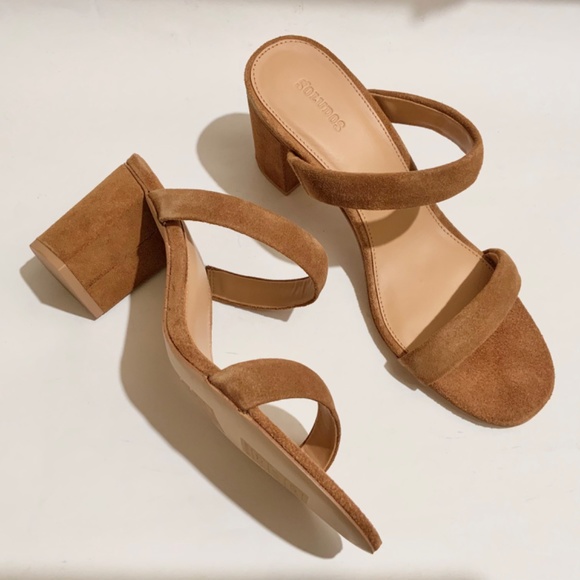 Soludos Ines Walnut Tan Suede Leather Heels Slip On Block Heel Strap Sandals 9.5 - Picture 16 of 16